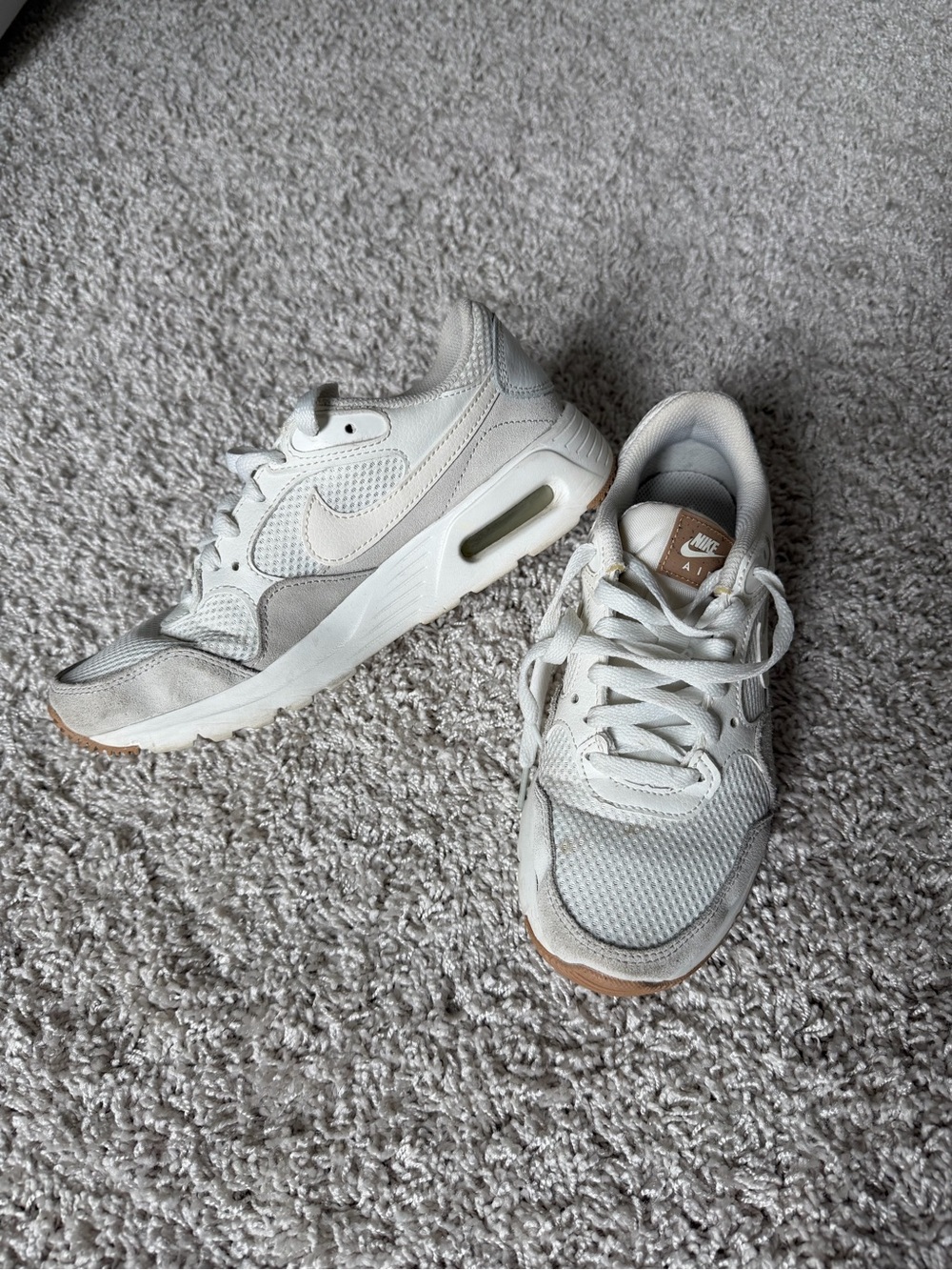 Nike White and Light Tan Casual Air Max Sneakers